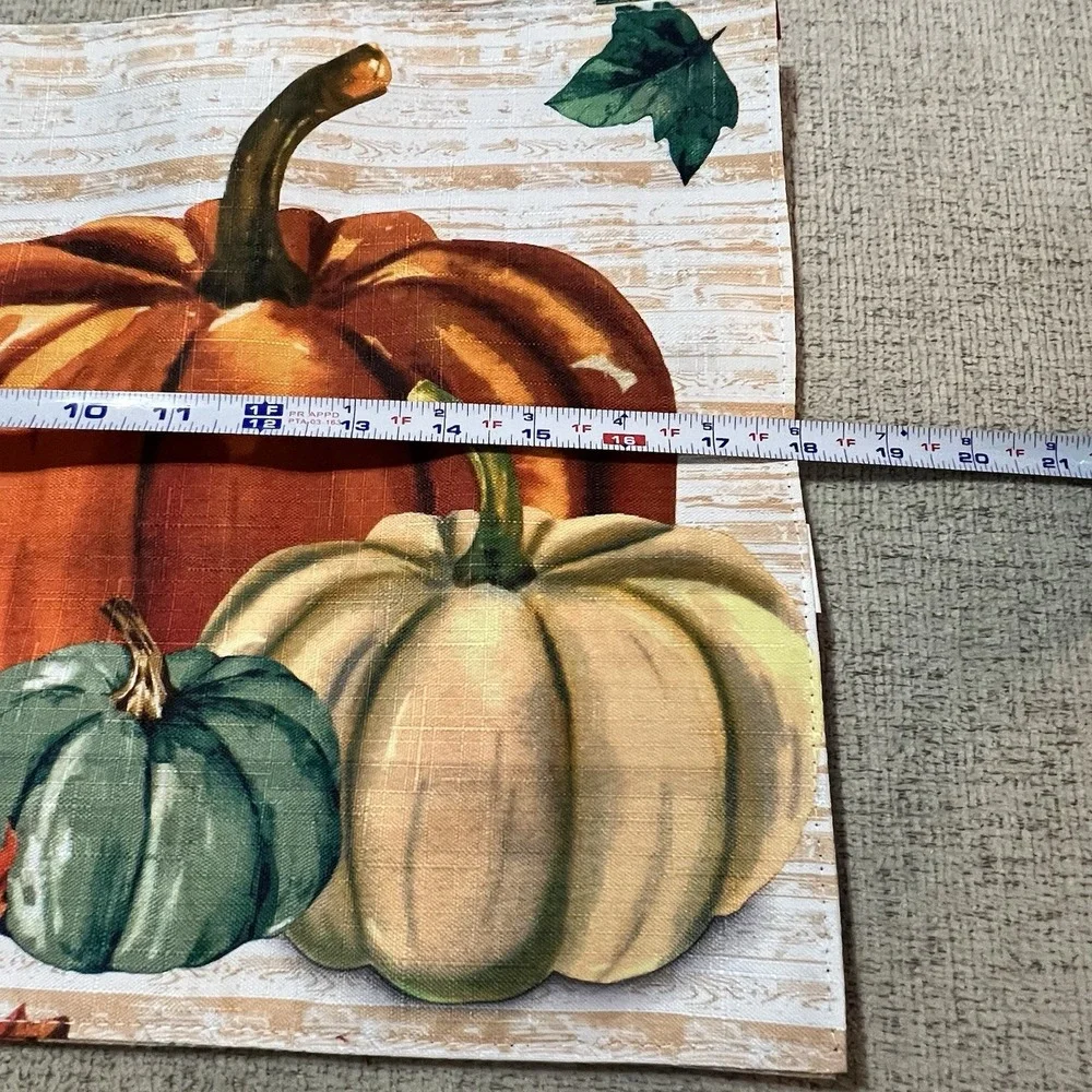 Home Collection Set of 6 Fabric Placemats Pumpkins Fall Autumn Thanksgiving New!